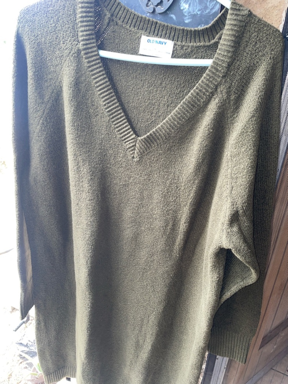 Old Navy Olive Green V-Neck Sweater dress